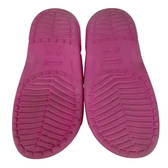 Crocs Classic Slide Sandals Hot Pink Girls 13 Water Shoes Bucees Jibbitz Charms - Picture 7 of 8